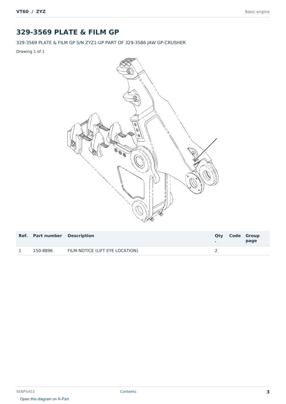 Caterpillar VT60 S/N ZYZ Partsbook SEBP5453 (English) - sample page 3 of 10 Caterpillar VT60 S/N ZYZ Partsbook SEBP5453 (English) - sample page 3 of 10