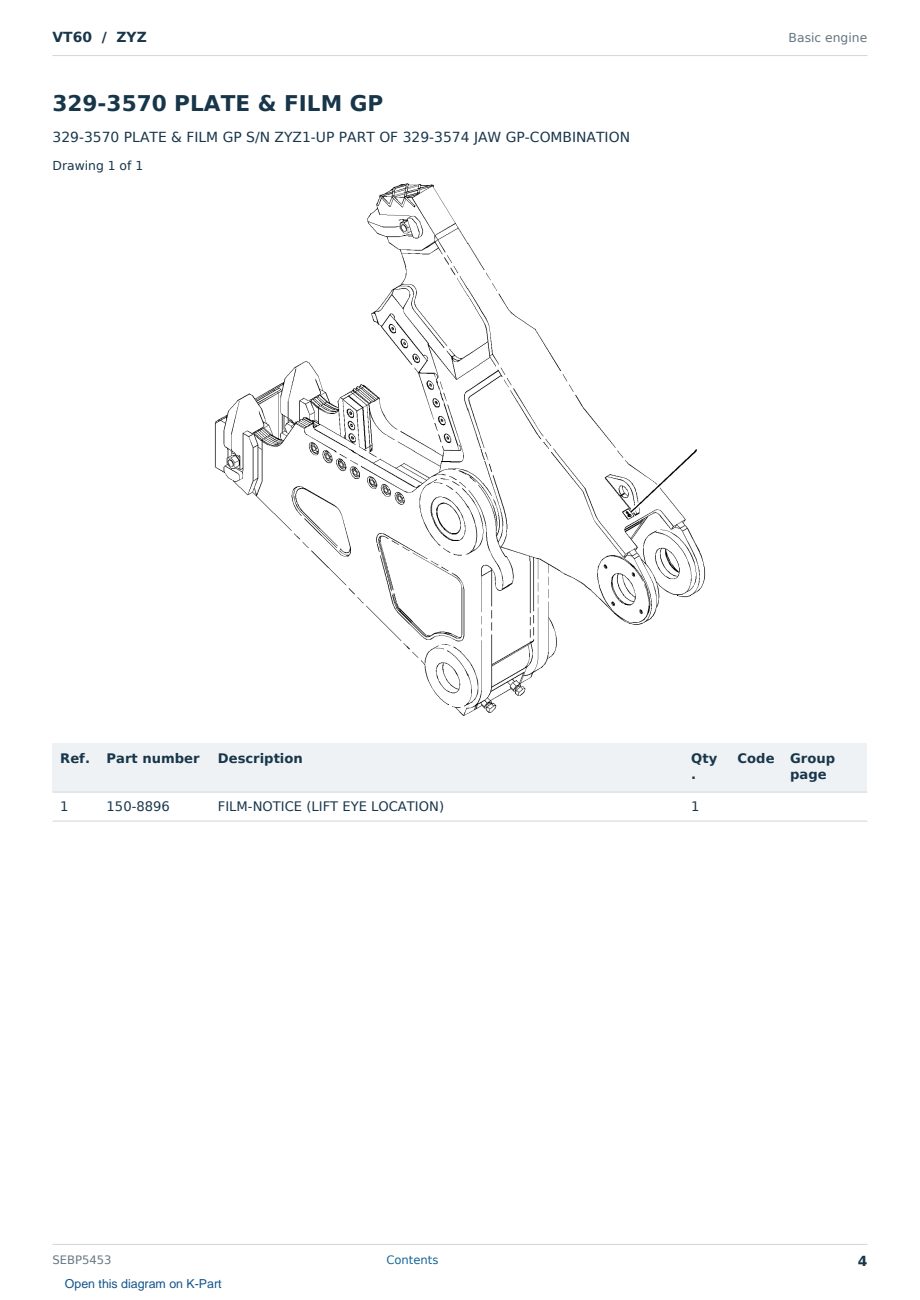 Caterpillar VT60 S/N ZYZ Partsbook SEBP5453 (English) - sample page 4 of 10 Caterpillar VT60 S/N ZYZ Partsbook SEBP5453 (English) - sample page 4 of 10