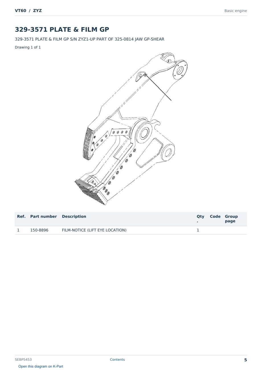 Caterpillar VT60 S/N ZYZ Partsbook SEBP5453 (English) - sample page 5 of 10 Caterpillar VT60 S/N ZYZ Partsbook SEBP5453 (English) - sample page 5 of 10
