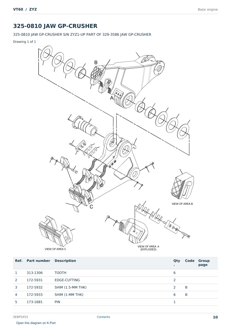 Caterpillar VT60 S/N ZYZ Partsbook SEBP5453 (English) - sample page 10 of 10 Caterpillar VT60 S/N ZYZ Partsbook SEBP5453 (English) - sample page 10 of 10