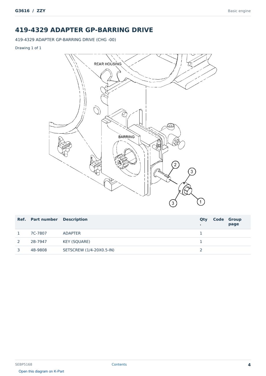 Caterpillar G3616 S/N ZZY Partsbook SEBP5168 (English) - sample page 4 of 10 Caterpillar G3616 S/N ZZY Partsbook SEBP5168 (English) - sample page 4 of 10
