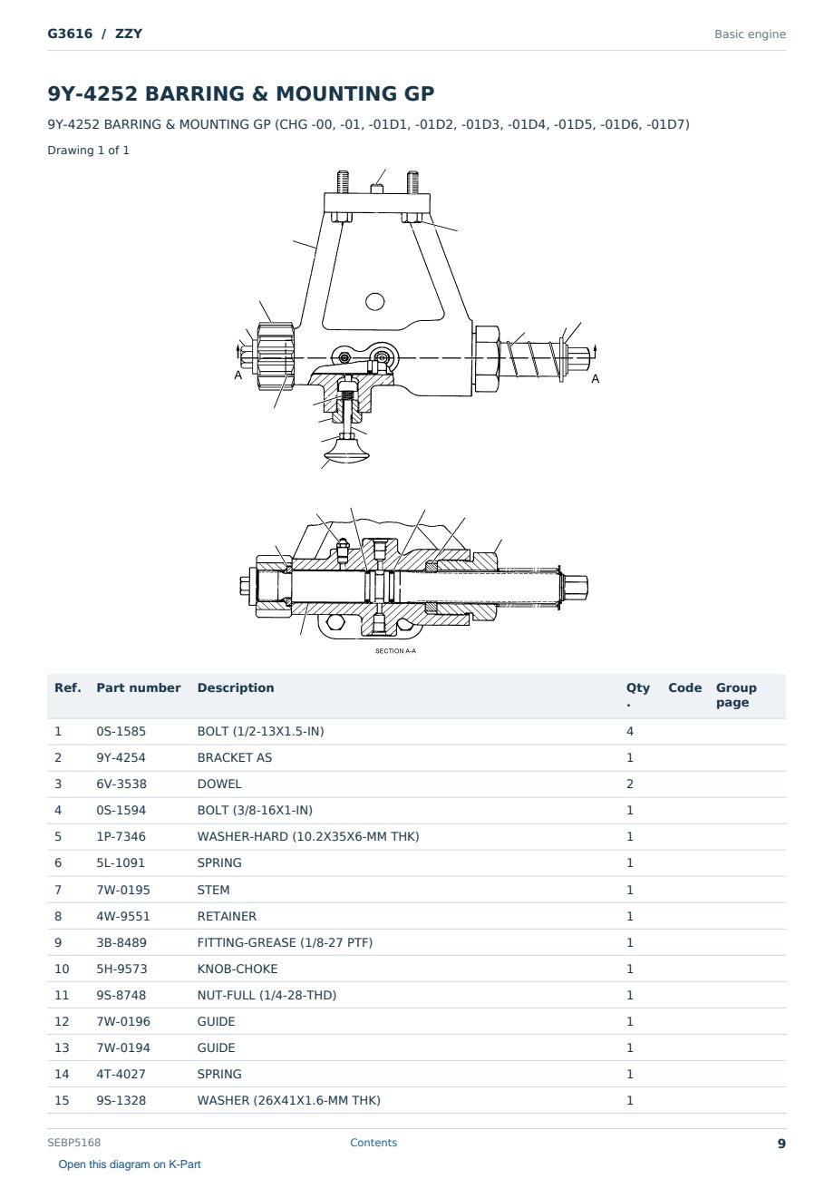 Caterpillar G3616 S/N ZZY Partsbook SEBP5168 (English) - sample page 9 of 10 Caterpillar G3616 S/N ZZY Partsbook SEBP5168 (English) - sample page 9 of 10