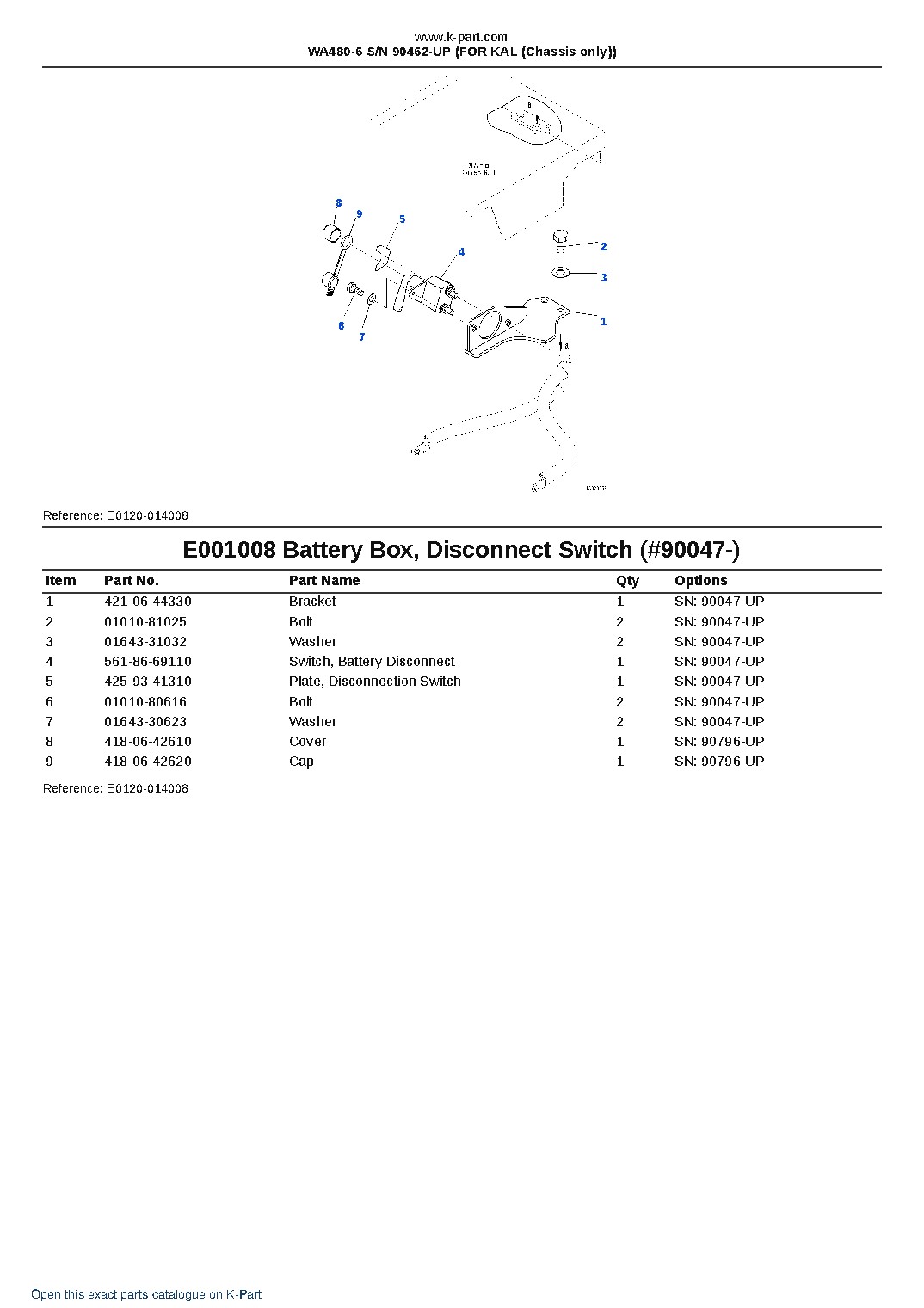 WA480-6 S/N 90462-UP (FOR KAL (Chassis only)) – sample page 9