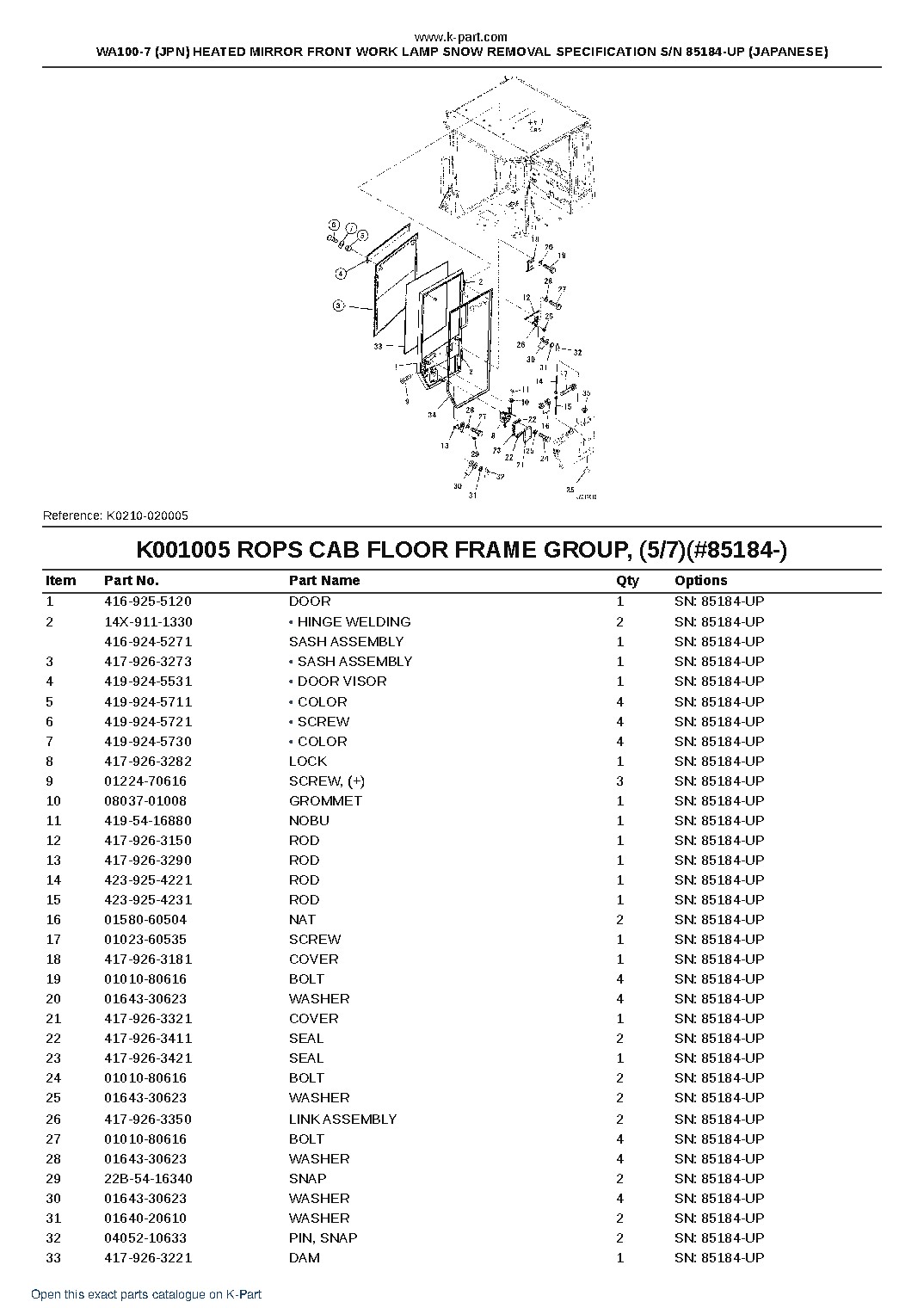 WA100-7 (JPN) HEATED MIRROR FRONT WORK LAMP SNOW REMOVAL SPECIFICATION S/N 85184-UP (JAPANESE) – sample page 6 WA100-7 (JPN) HEATED MIRROR FRONT WORK LAMP SNOW REMOVAL SPECIFICATION S/N 85184-UP (JAPANESE) – sample page 6