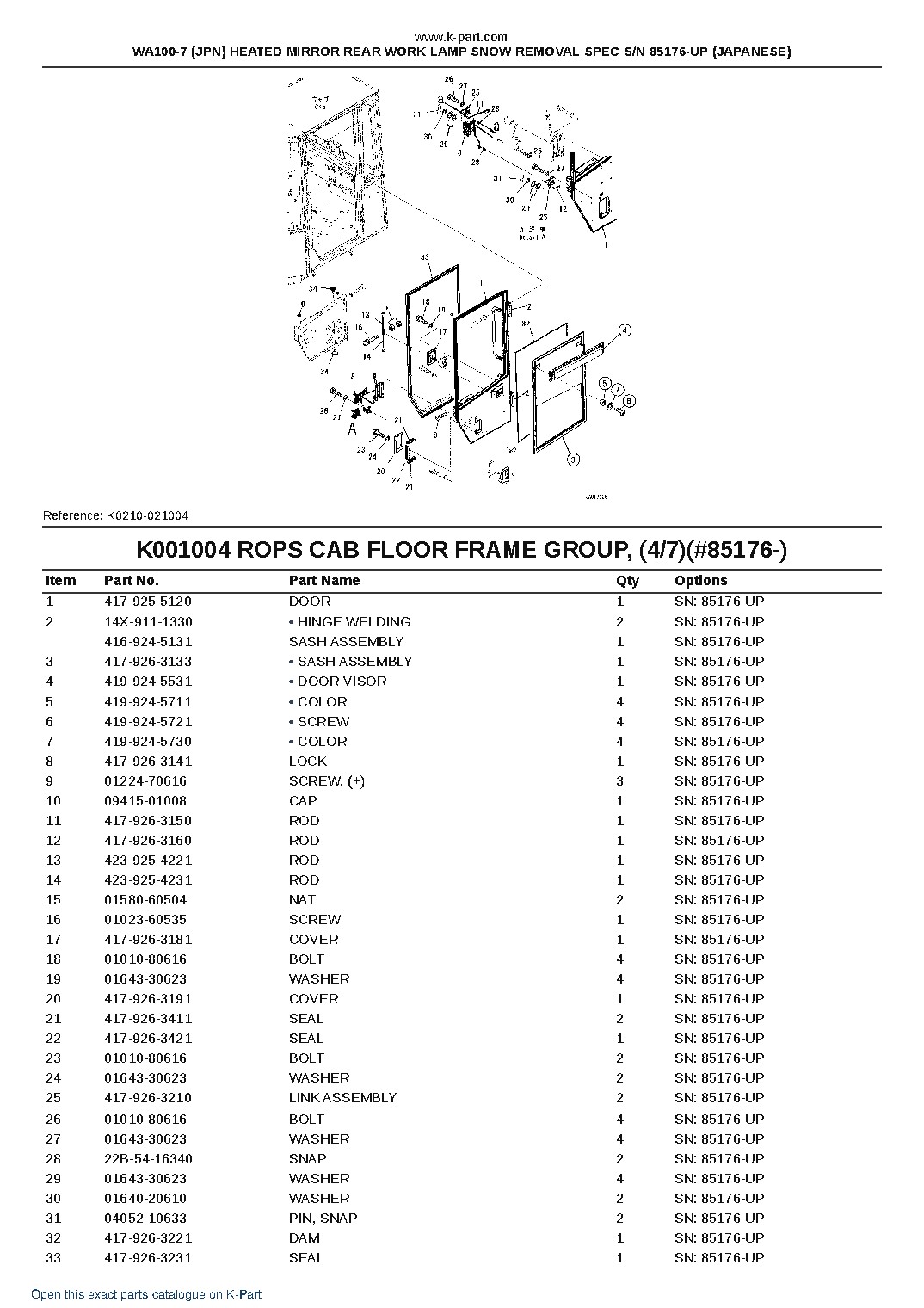 WA100-7 (JPN) HEATED MIRROR REAR WORK LAMP SNOW REMOVAL SPEC S/N 85176-UP (JAPANESE) – sample page 6 WA100-7 (JPN) HEATED MIRROR REAR WORK LAMP SNOW REMOVAL SPEC S/N 85176-UP (JAPANESE) – sample page 6