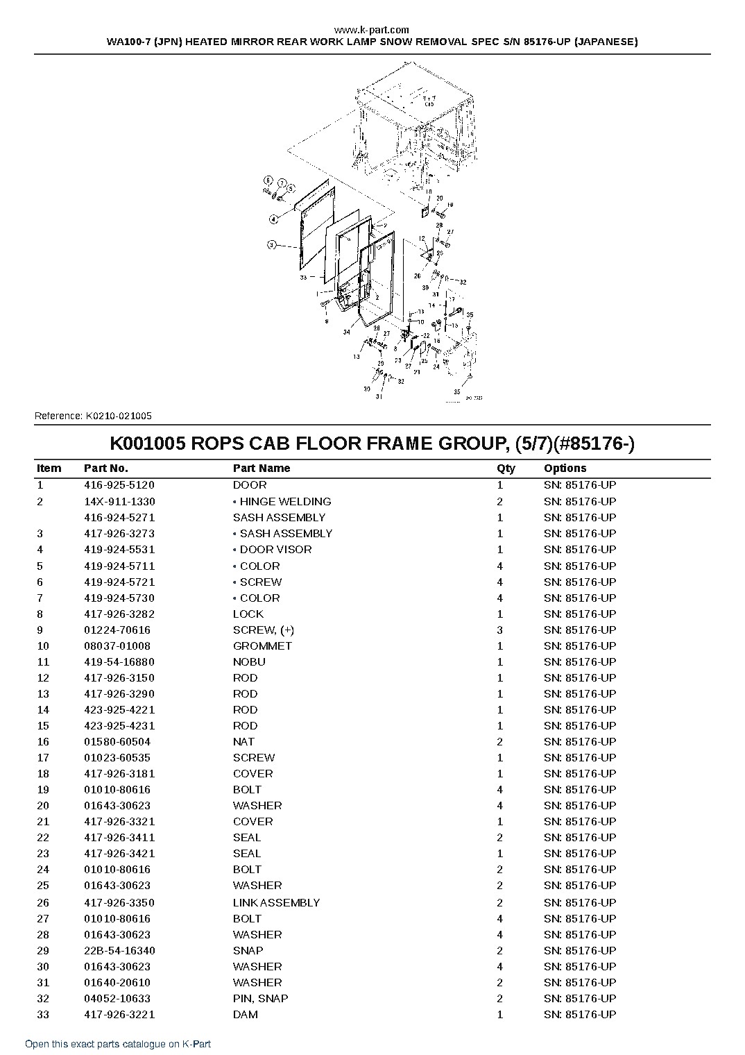 WA100-7 (JPN) HEATED MIRROR REAR WORK LAMP SNOW REMOVAL SPEC S/N 85176-UP (JAPANESE) – sample page 8 WA100-7 (JPN) HEATED MIRROR REAR WORK LAMP SNOW REMOVAL SPEC S/N 85176-UP (JAPANESE) – sample page 8
