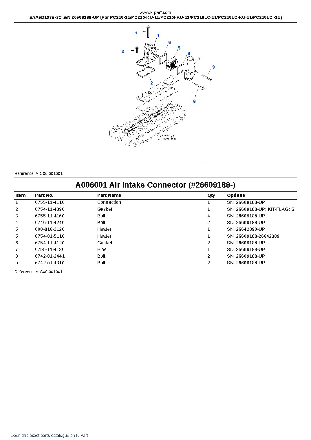 SAA6D107E-3C S/N 26609188-UP (For PC210-11/PC210-KU-11/PC210I-KU-11/PC210LC-11/PC210LC-KU-11/PC210LCI-11) – sample page 6