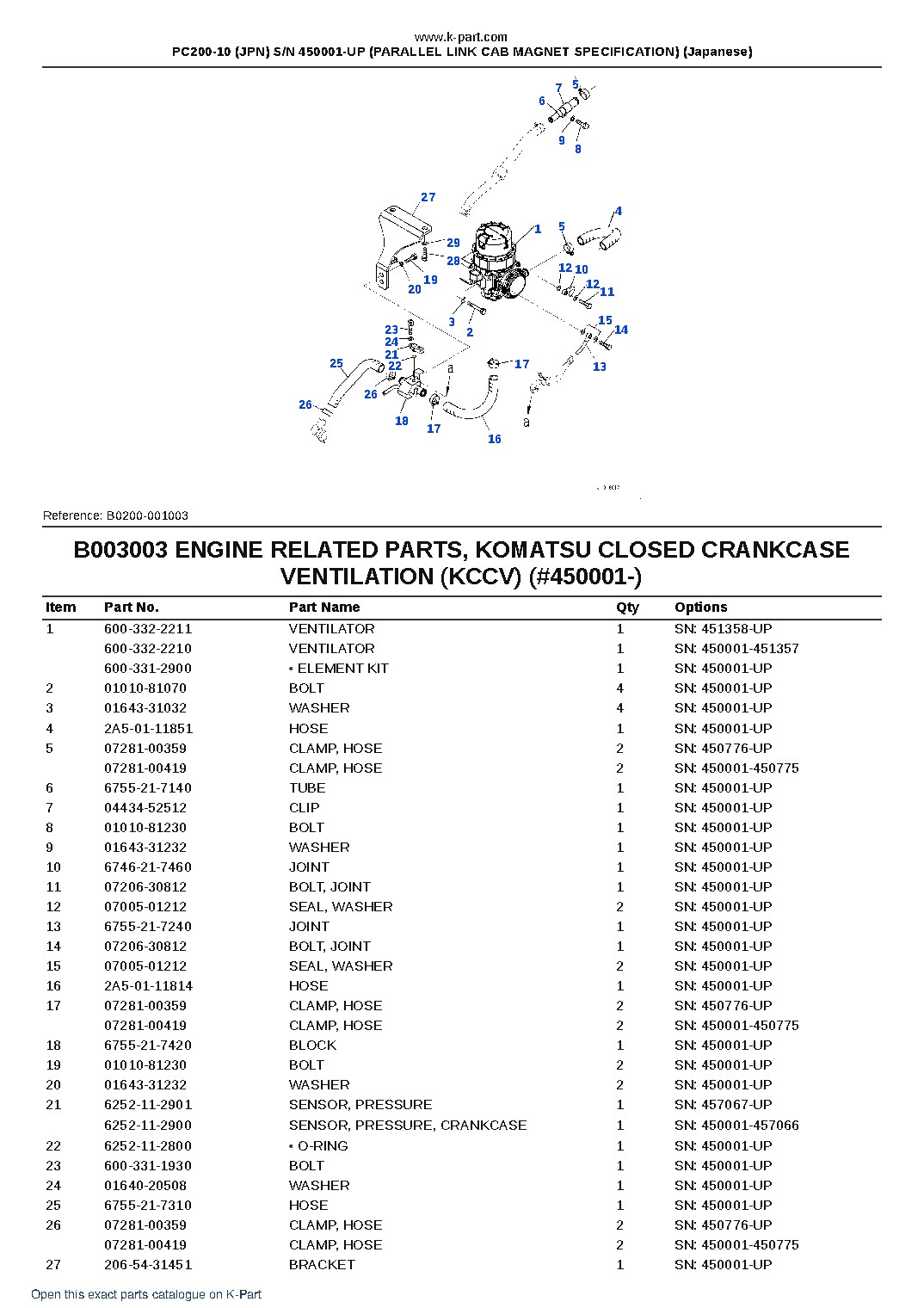 PC200-10 (JPN) S/N 450001-UP (PARALLEL LINK CAB MAGNET SPECIFICATION) (Japanese) – sample page 7
