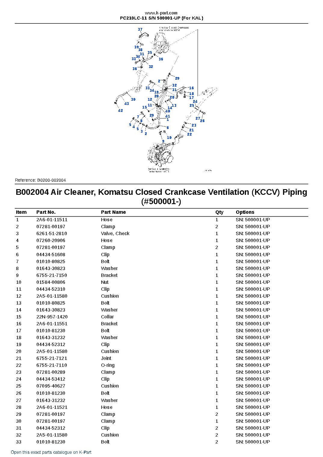 PC210LC-11 S/N 500001-UP (For KAL) – sample page 5 PC210LC-11 S/N 500001-UP (For KAL) – sample page 5