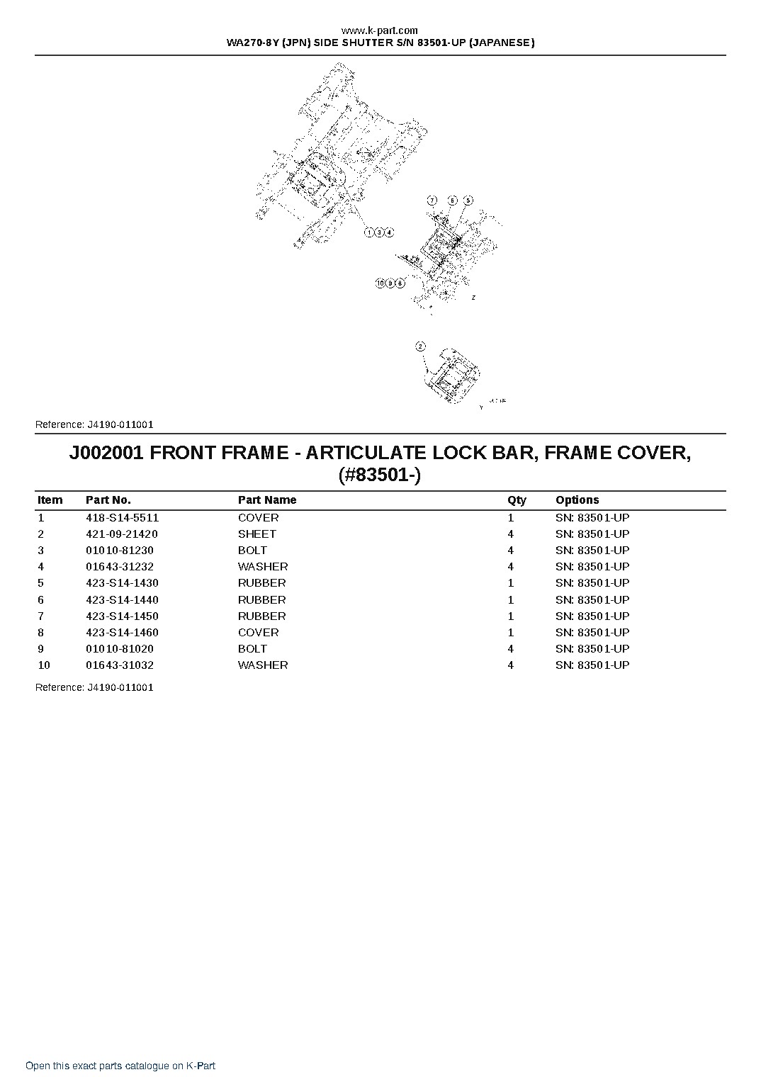 WA270-8Y (JPN) SIDE SHUTTER S/N 83501-UP (JAPANESE) – sample page 10 WA270-8Y (JPN) SIDE SHUTTER S/N 83501-UP (JAPANESE) – sample page 10