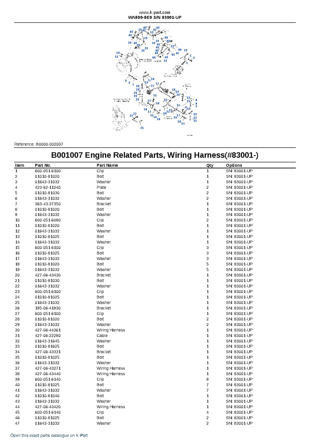 WA800-8E0 S/N 83001-UP – sample page 8 WA800-8E0 S/N 83001-UP – sample page 8