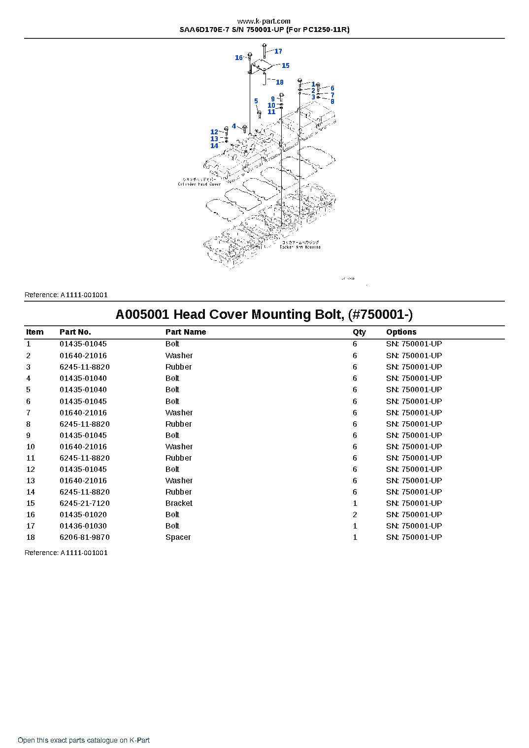 SAA6D170E-7 S/N 750001-UP (For PC1250-11R) – sample page 7