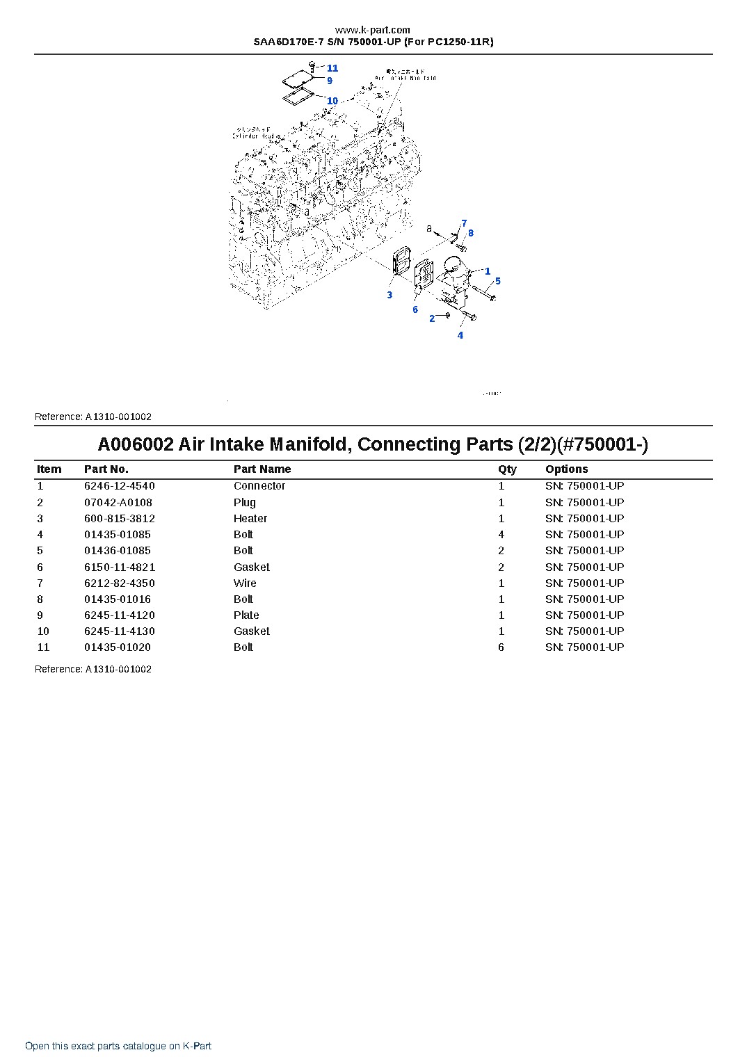 SAA6D170E-7 S/N 750001-UP (For PC1250-11R) – sample page 9