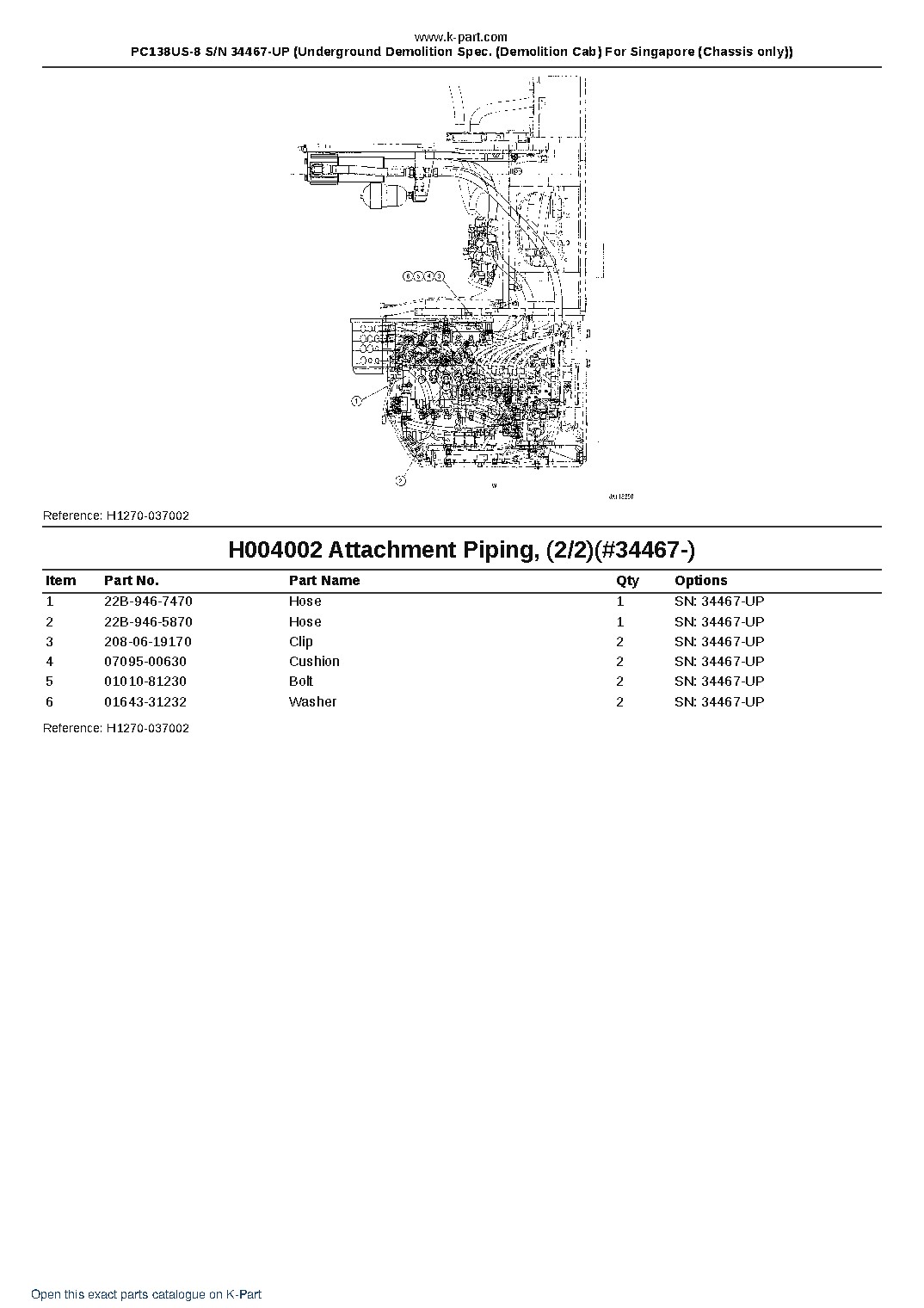 PC138US-8 S/N 34467-UP (Underground Demolition Spec. (Demolition Cab) For Singapore (Chassis only)) – sample page 6 PC138US-8 S/N 34467-UP (Underground Demolition Spec. (Demolition Cab) For Singapore (Chassis only)) – sample page 6