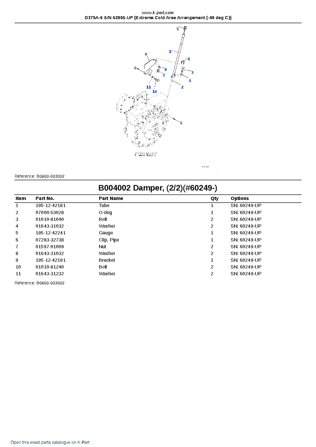 D375A-6 S/N 62001-UP (Extreme Cold Area Arrangement (-40 deg C)) – sample page 8 D375A-6 S/N 62001-UP (Extreme Cold Area Arrangement (-40 deg C)) – sample page 8