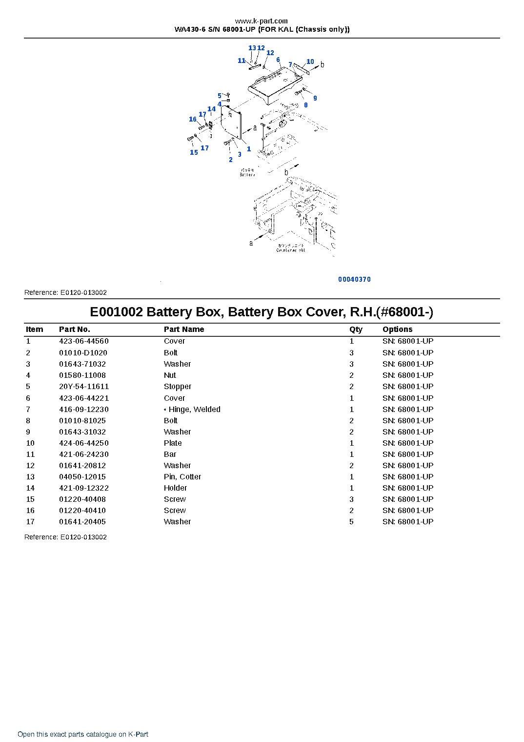 WA430-6 S/N 68001-UP (FOR KAL (Chassis only)) – sample page 2 WA430-6 S/N 68001-UP (FOR KAL (Chassis only)) – sample page 2