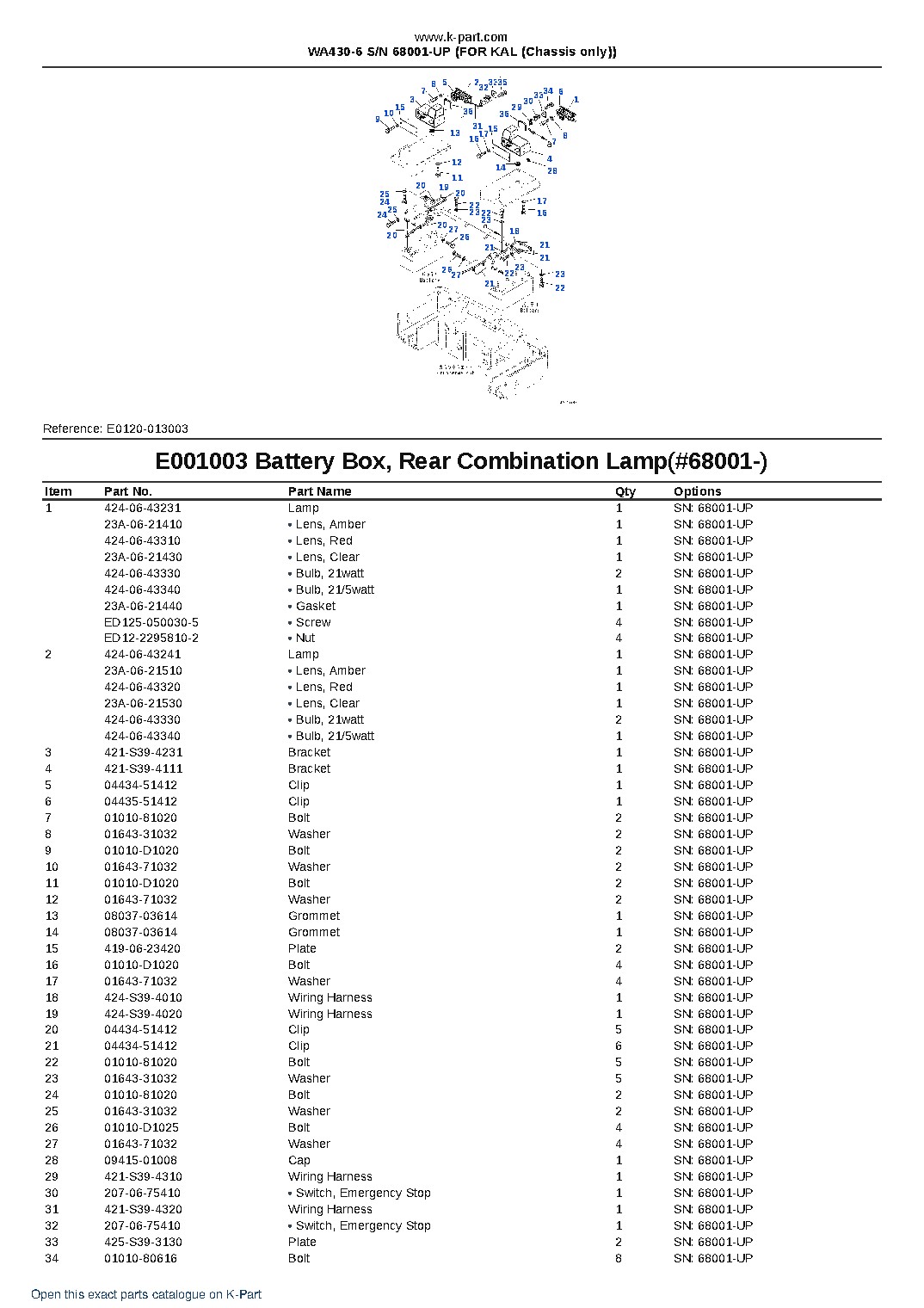 WA430-6 S/N 68001-UP (FOR KAL (Chassis only)) – sample page 3 WA430-6 S/N 68001-UP (FOR KAL (Chassis only)) – sample page 3