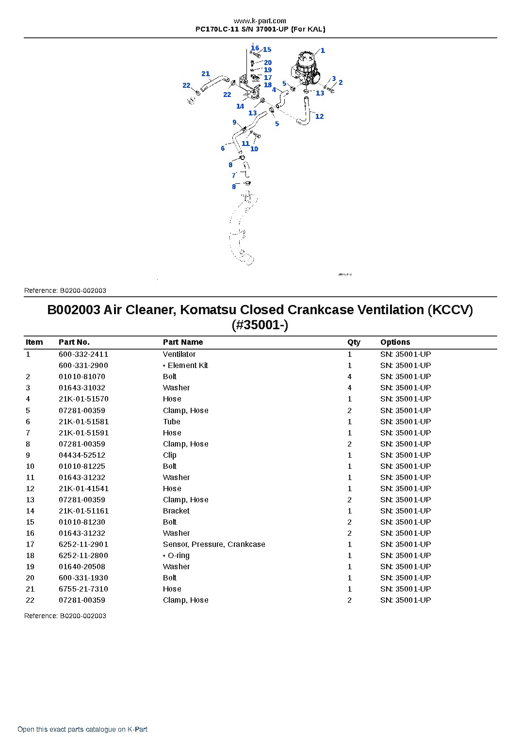 PC170LC-11 S/N 37001-UP (For KAL) – sample page 2 PC170LC-11 S/N 37001-UP (For KAL) – sample page 2