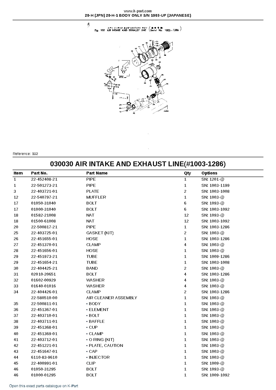 20-H (JPN) 20-H-1 BODY ONLY S/N 1003-UP (JAPANESE) – sample page 5