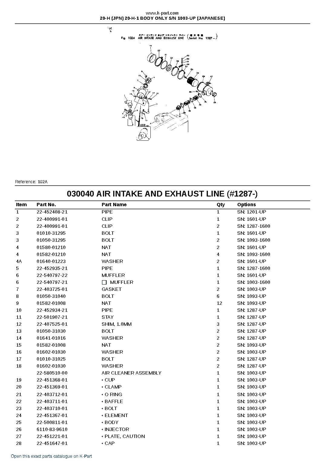 20-H (JPN) 20-H-1 BODY ONLY S/N 1003-UP (JAPANESE) – sample page 7