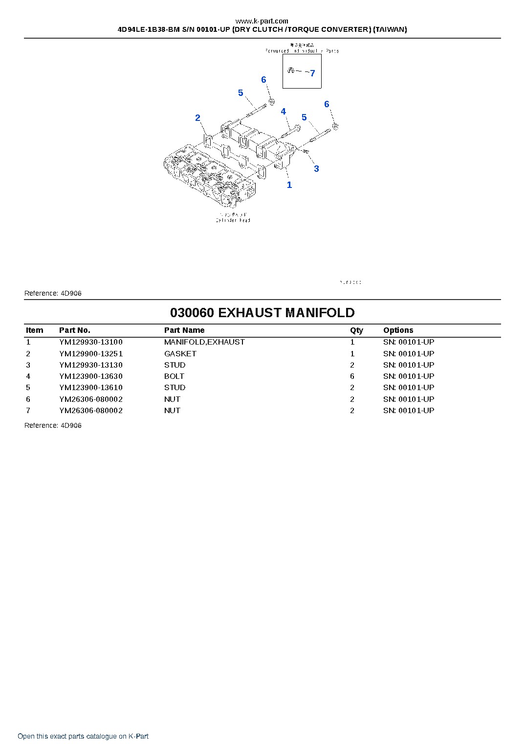 4D94LE-1B38-BM S/N 00101-UP (DRY CLUTCH /TORQUE CONVERTER) (TAIWAN) – sample page 7