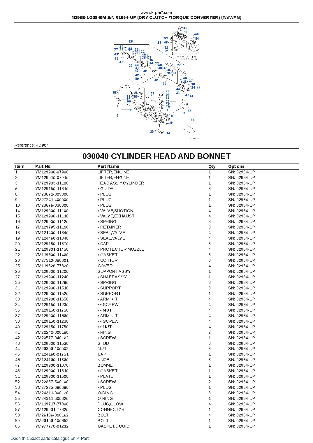 4D98E-1G38-BM S/N 02964-UP (DRY CLUTCH /TORQUE CONVERTER) (TAIWAN) – sample page 4 4D98E-1G38-BM S/N 02964-UP (DRY CLUTCH /TORQUE CONVERTER) (TAIWAN) – sample page 4