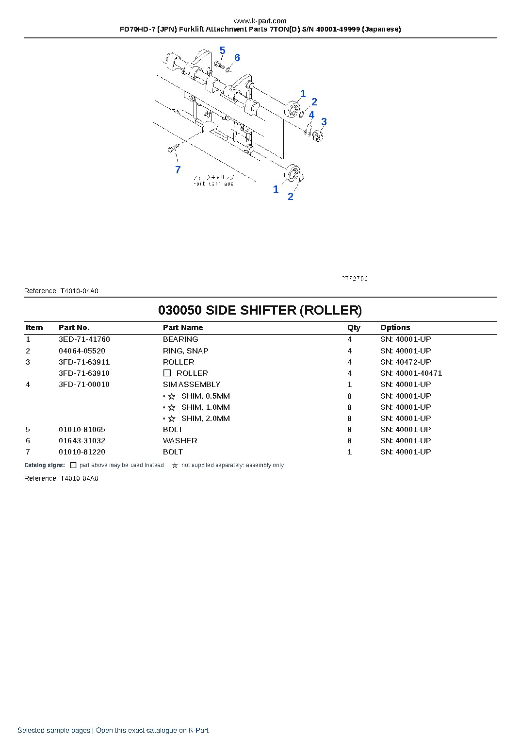 FD70HD-7 (JPN) Forklift Attachment Parts 7TON(D) S/N 40001-49999 (Japanese) – sample page 5 FD70HD-7 (JPN) Forklift Attachment Parts 7TON(D) S/N 40001-49999 (Japanese) – sample page 5