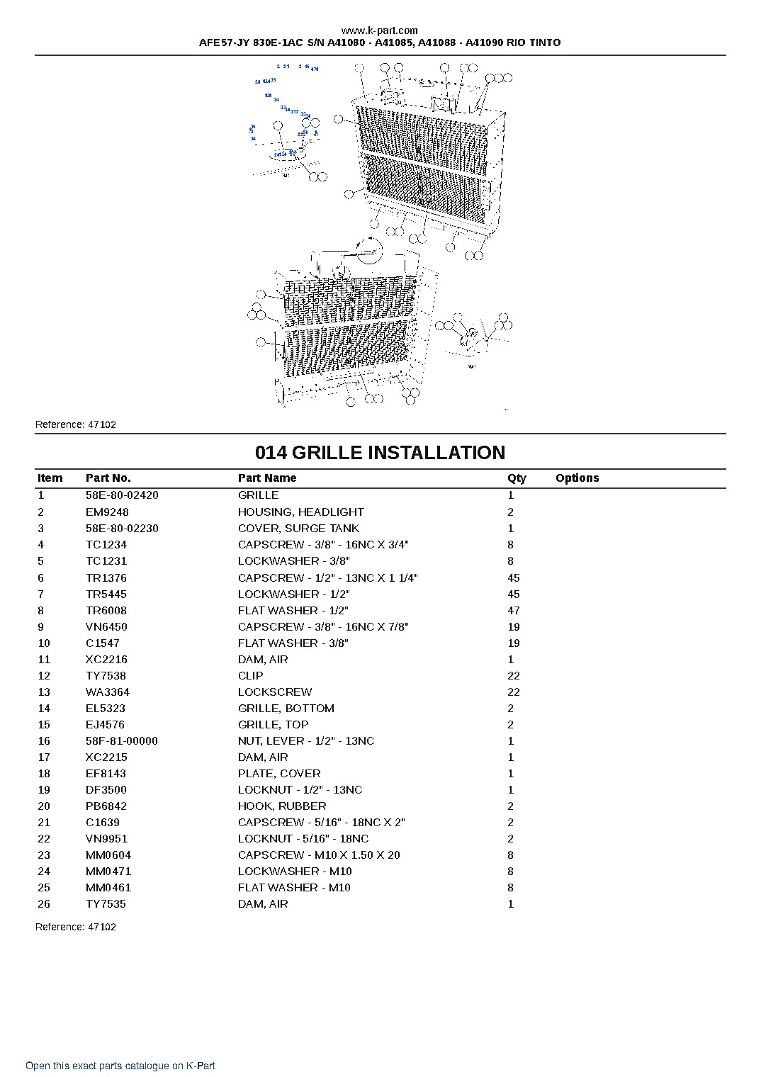 AFE57-JY 830E-1AC S/N A41080 – A41085, A41088 – A41090 RIO TINTO – sample page 7 AFE57-JY 830E-1AC S/N A41080 – A41085, A41088 – A41090 RIO TINTO – sample page 7