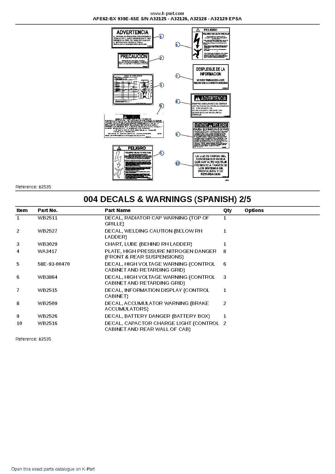 AFE62-BX 930E-4SE S/N A32125 – A32126, A32128 – A32129 EPSA – sample page 2 AFE62-BX 930E-4SE S/N A32125 – A32126, A32128 – A32129 EPSA – sample page 2