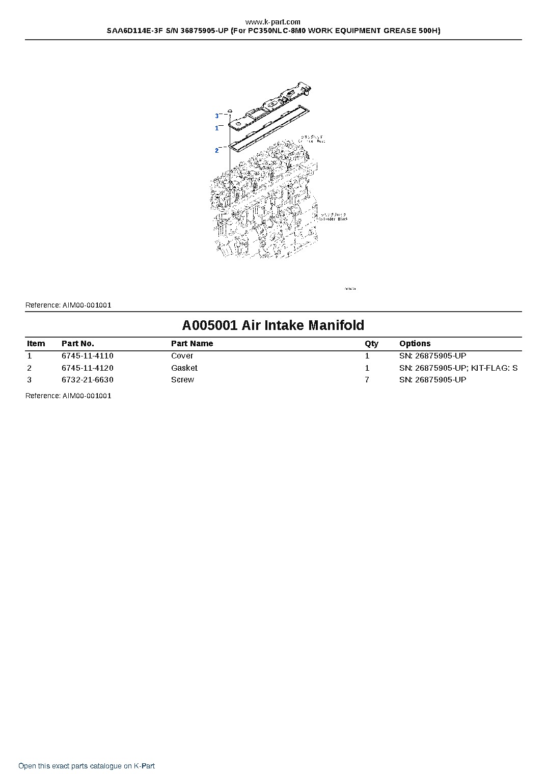 SAA6D114E-3F S/N 36875905-UP (For PC350NLC-8M0 WORK EQUIPMENT GREASE 500H) – sample page 5 SAA6D114E-3F S/N 36875905-UP (For PC350NLC-8M0 WORK EQUIPMENT GREASE 500H) – sample page 5