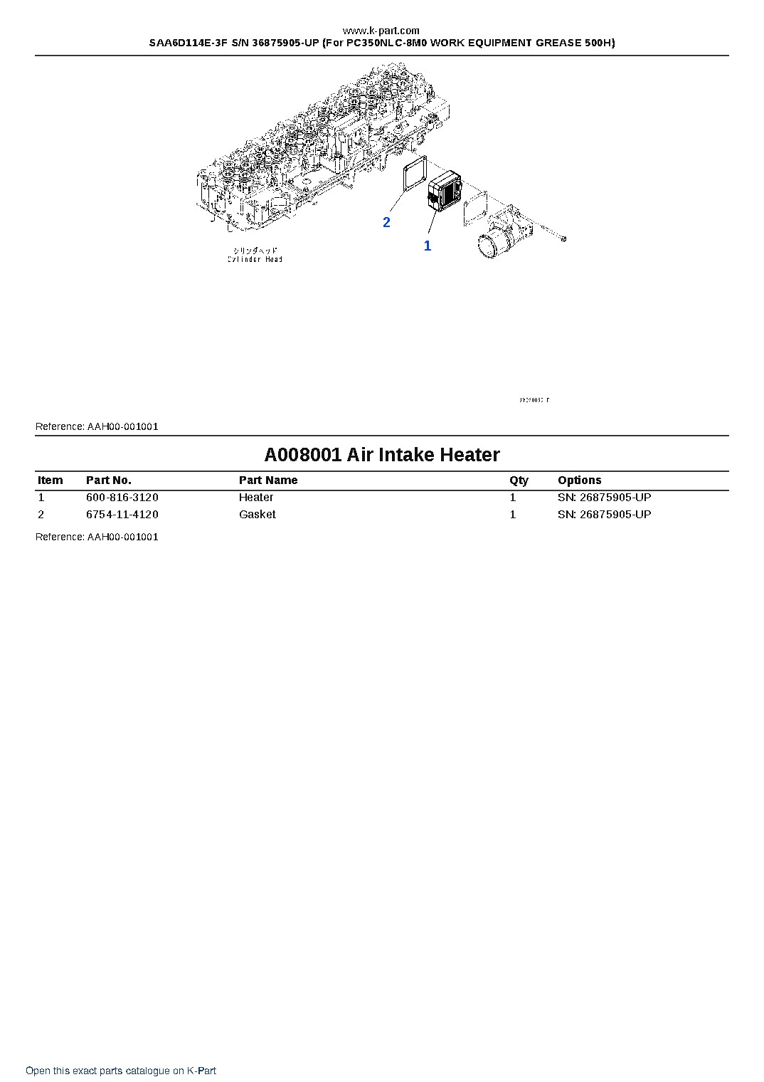 SAA6D114E-3F S/N 36875905-UP (For PC350NLC-8M0 WORK EQUIPMENT GREASE 500H) – sample page 8 SAA6D114E-3F S/N 36875905-UP (For PC350NLC-8M0 WORK EQUIPMENT GREASE 500H) – sample page 8