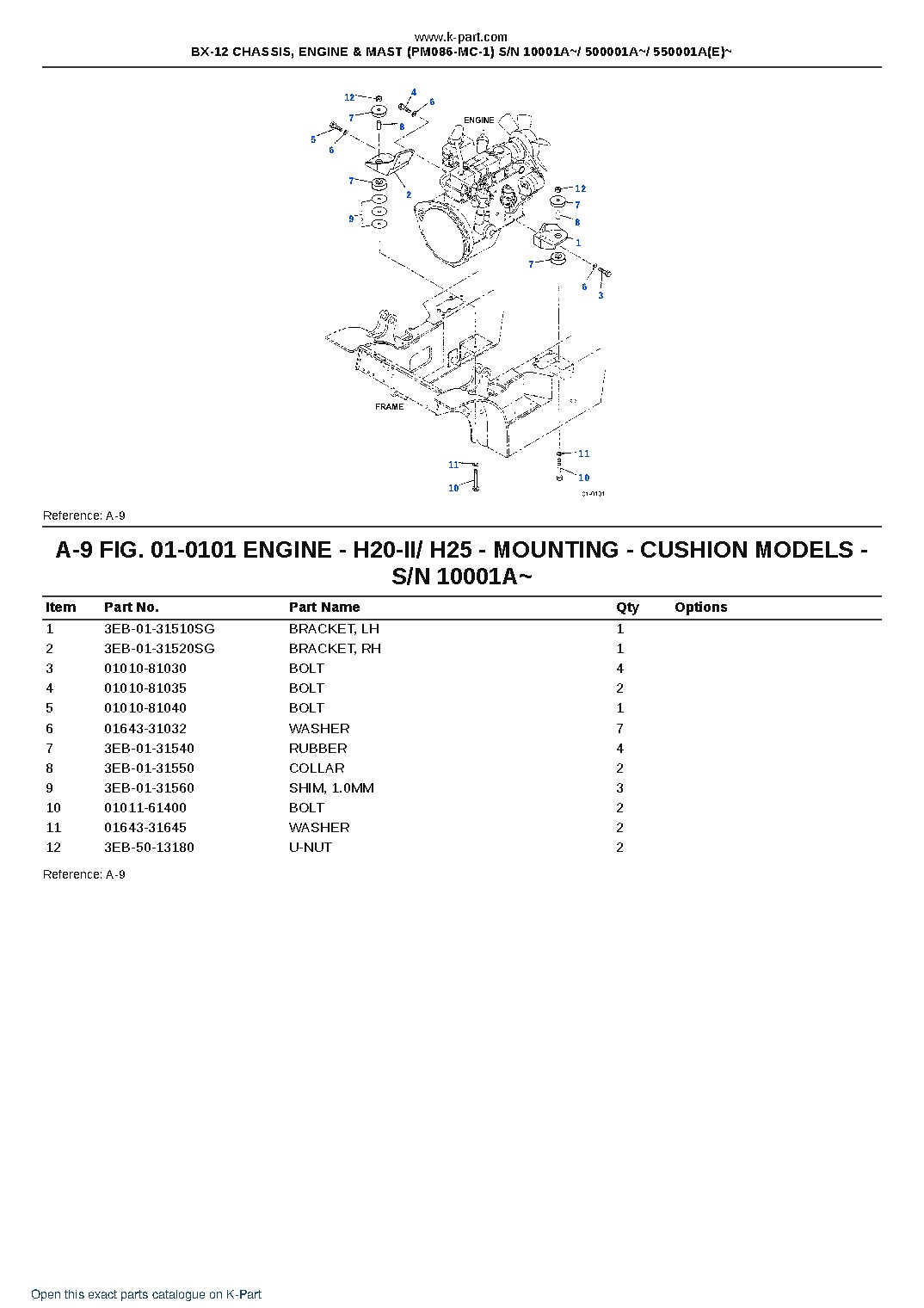 BX-12 CHASSIS, ENGINE & MAST (PM086-MC-1) S/N 10001A~/ 500001A~/ 550001A(E)~ – sample page 5 BX-12 CHASSIS, ENGINE & MAST (PM086-MC-1) S/N 10001A~/ 500001A~/ 550001A(E)~ – sample page 5