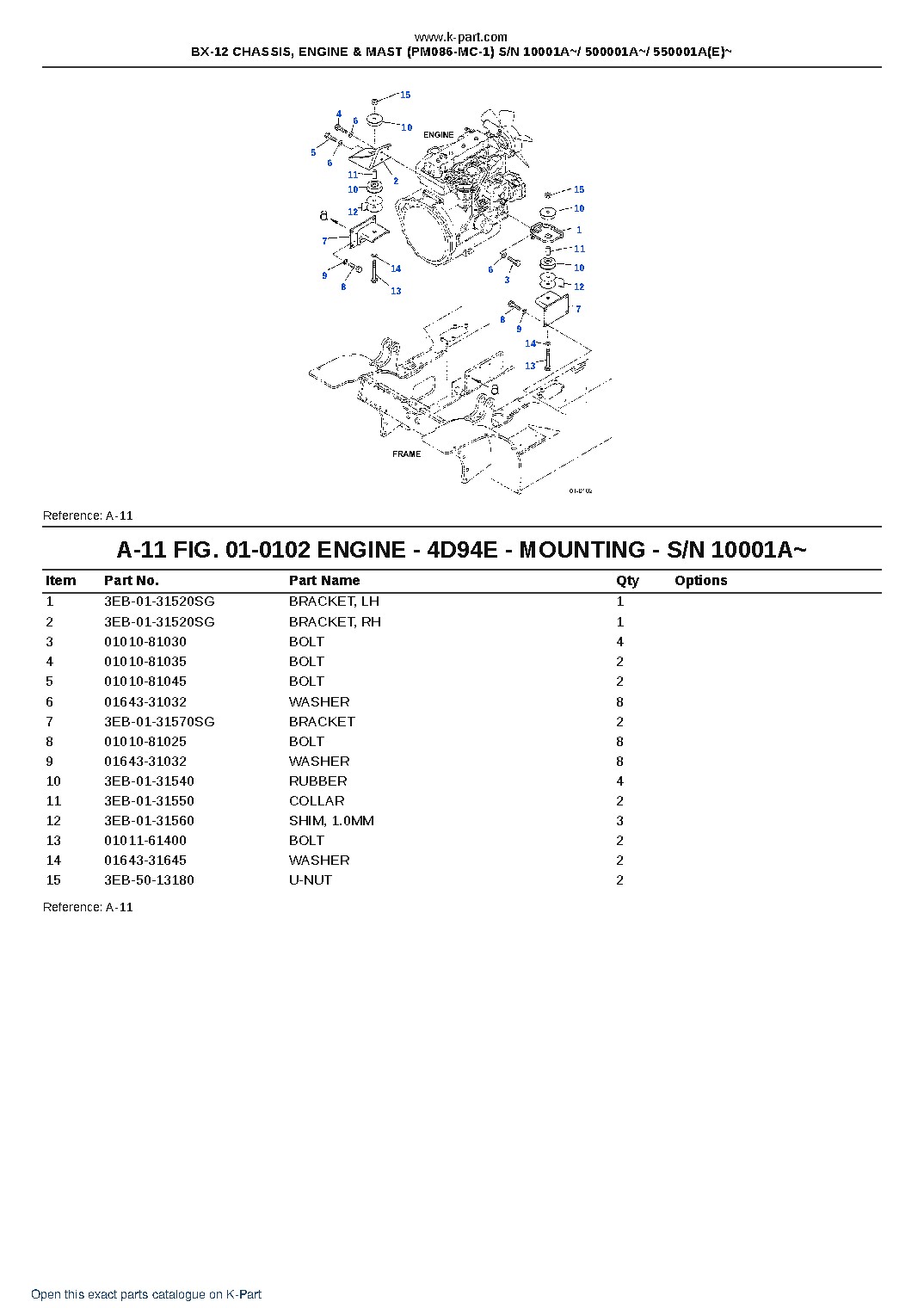 BX-12 CHASSIS, ENGINE & MAST (PM086-MC-1) S/N 10001A~/ 500001A~/ 550001A(E)~ – sample page 6 BX-12 CHASSIS, ENGINE & MAST (PM086-MC-1) S/N 10001A~/ 500001A~/ 550001A(E)~ – sample page 6