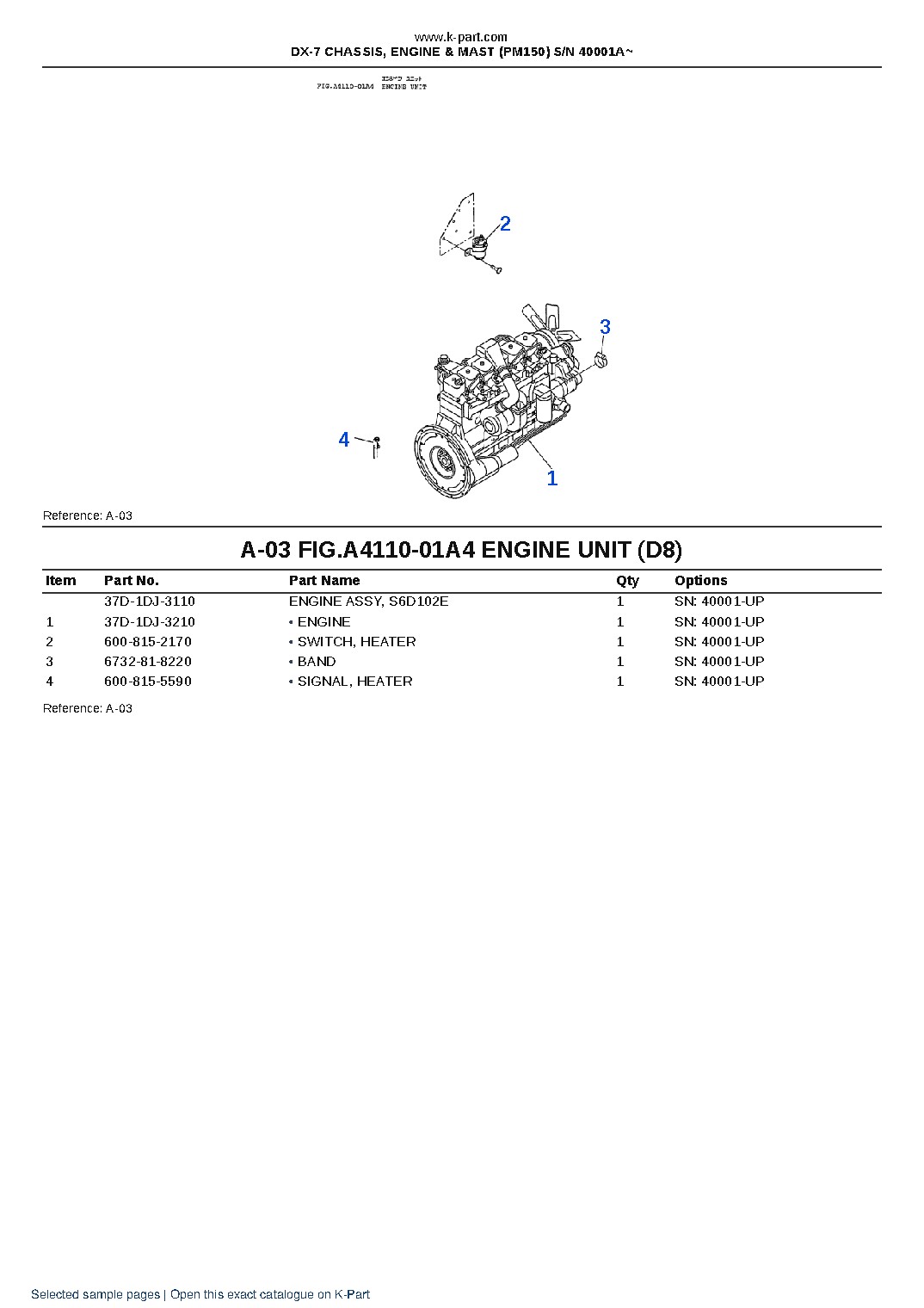 DX-7 CHASSIS, ENGINE & MAST (PM150) S/N 40001A~ – sample page 3 DX-7 CHASSIS, ENGINE & MAST (PM150) S/N 40001A~ – sample page 3