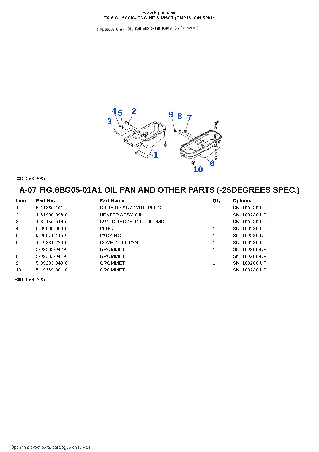 EX-6 CHASSIS, ENGINE & MAST (PM215) S/N 5001~ – sample page 9 EX-6 CHASSIS, ENGINE & MAST (PM215) S/N 5001~ – sample page 9