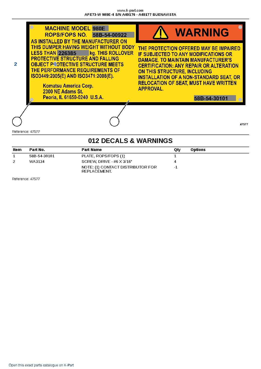 AFE73-W 980E-4 S/N A40176 – A40177 BUENAVISTA – sample page 6 AFE73-W 980E-4 S/N A40176 – A40177 BUENAVISTA – sample page 6