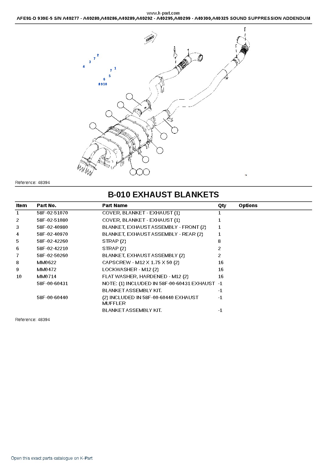 AFE91-D 930E-5 S/N A40277 – A40280,A40286,A40289,A40292 – A40295,A40299 – A40300,A40325  SOUND SUPPRESSION ADDENDUM – sample page 6
