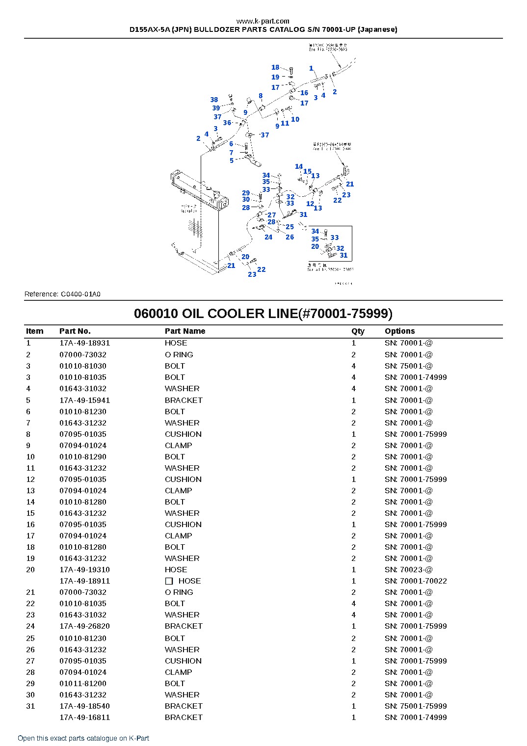 D155AX-5A (JPN) BULLDOZER PARTS CATALOG S/N 70001-UP (Japanese) – sample page 10 D155AX-5A (JPN) BULLDOZER PARTS CATALOG S/N 70001-UP (Japanese) – sample page 10