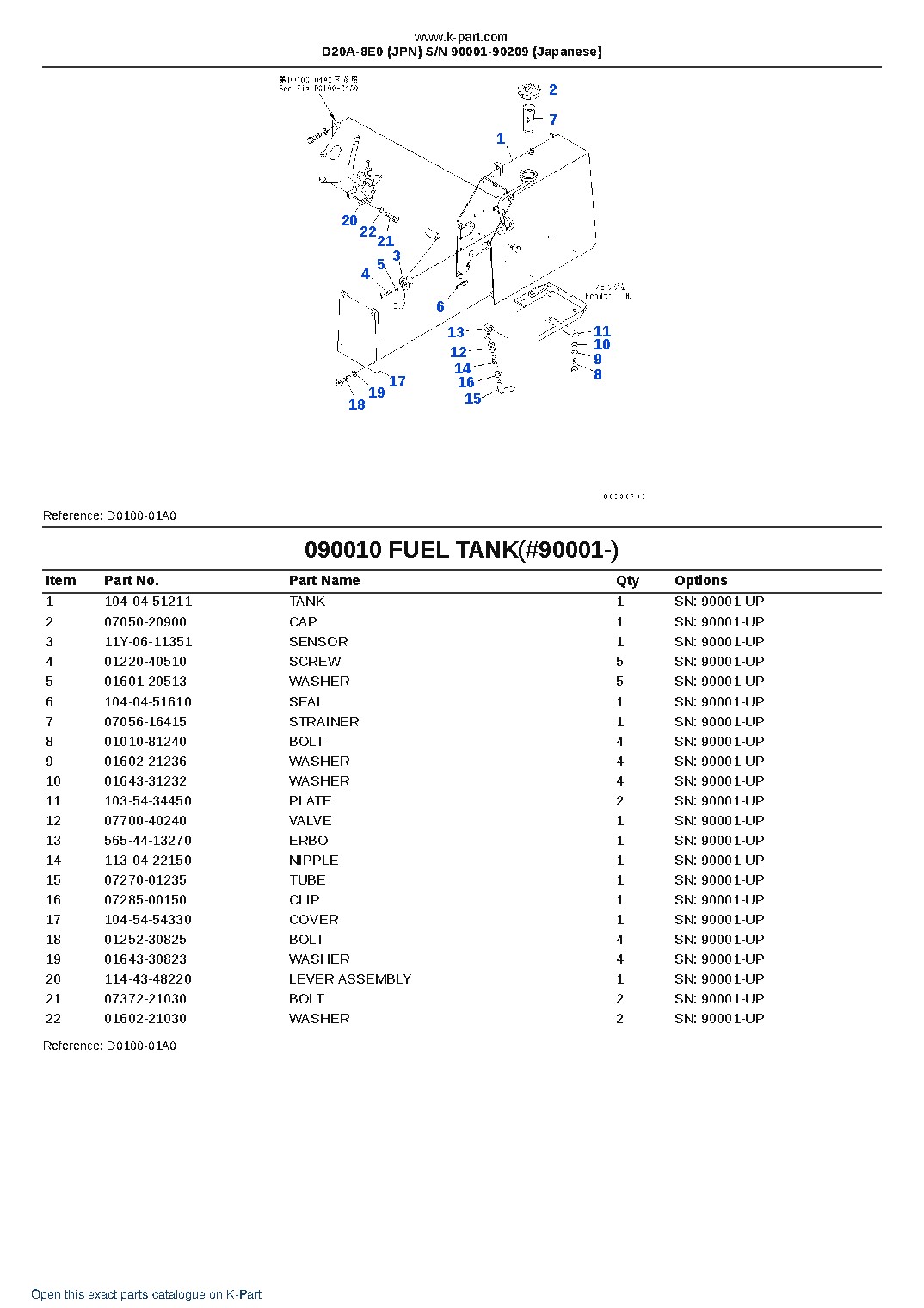 D20A-8E0 (JPN)  S/N 90001-90209 (Japanese) – sample page 10