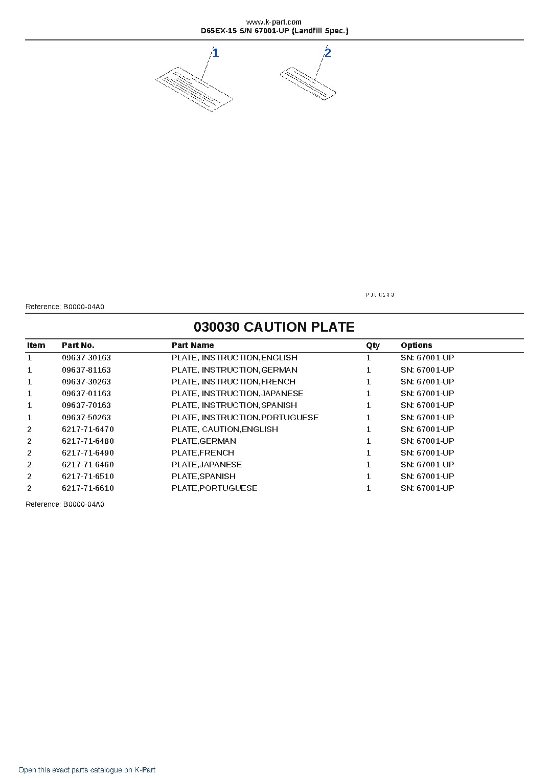 D65EX-15 S/N 67001-UP (Landfill Spec.) – sample page 3 D65EX-15 S/N 67001-UP (Landfill Spec.) – sample page 3