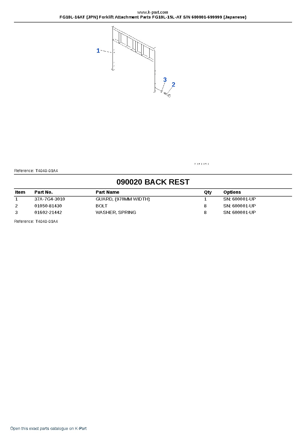 FG10L-16AT (JPN) Forklift Attachment Parts FG10L-15L-AT S/N 600001-699999 (Japanese) – sample page 8