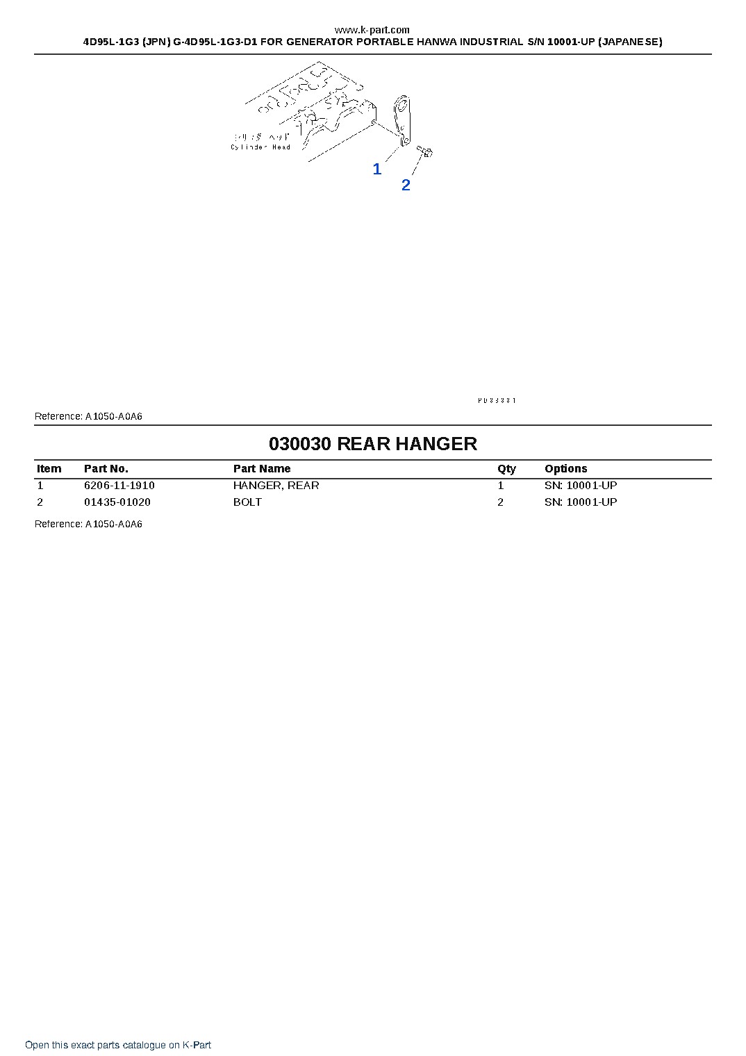 4D95L-1G3 (JPN) G-4D95L-1G3-D1 FOR GENERATOR PORTABLE HANWA INDUSTRIAL S/N 10001-UP (JAPANESE) – sample page 3