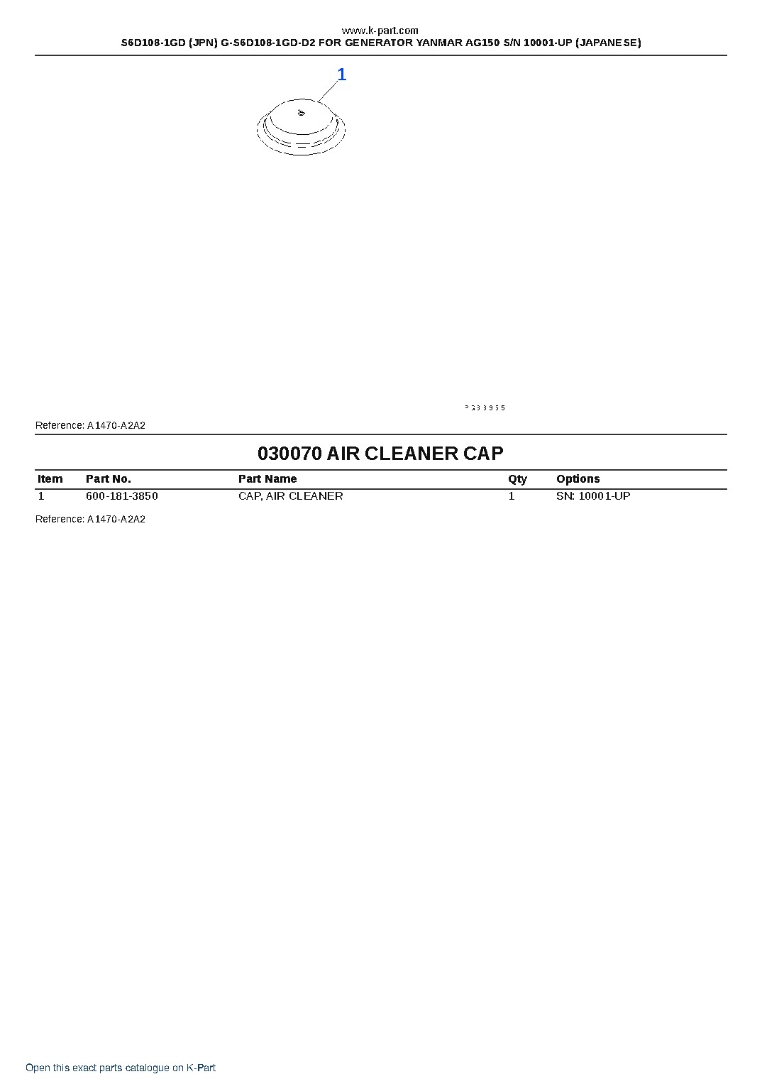 S6D108-1GD (JPN) G-S6D108-1GD-D2 FOR GENERATOR YANMAR AG150 S/N 10001-UP (JAPANESE) – sample page 8 S6D108-1GD (JPN) G-S6D108-1GD-D2 FOR GENERATOR YANMAR AG150 S/N 10001-UP (JAPANESE) – sample page 8