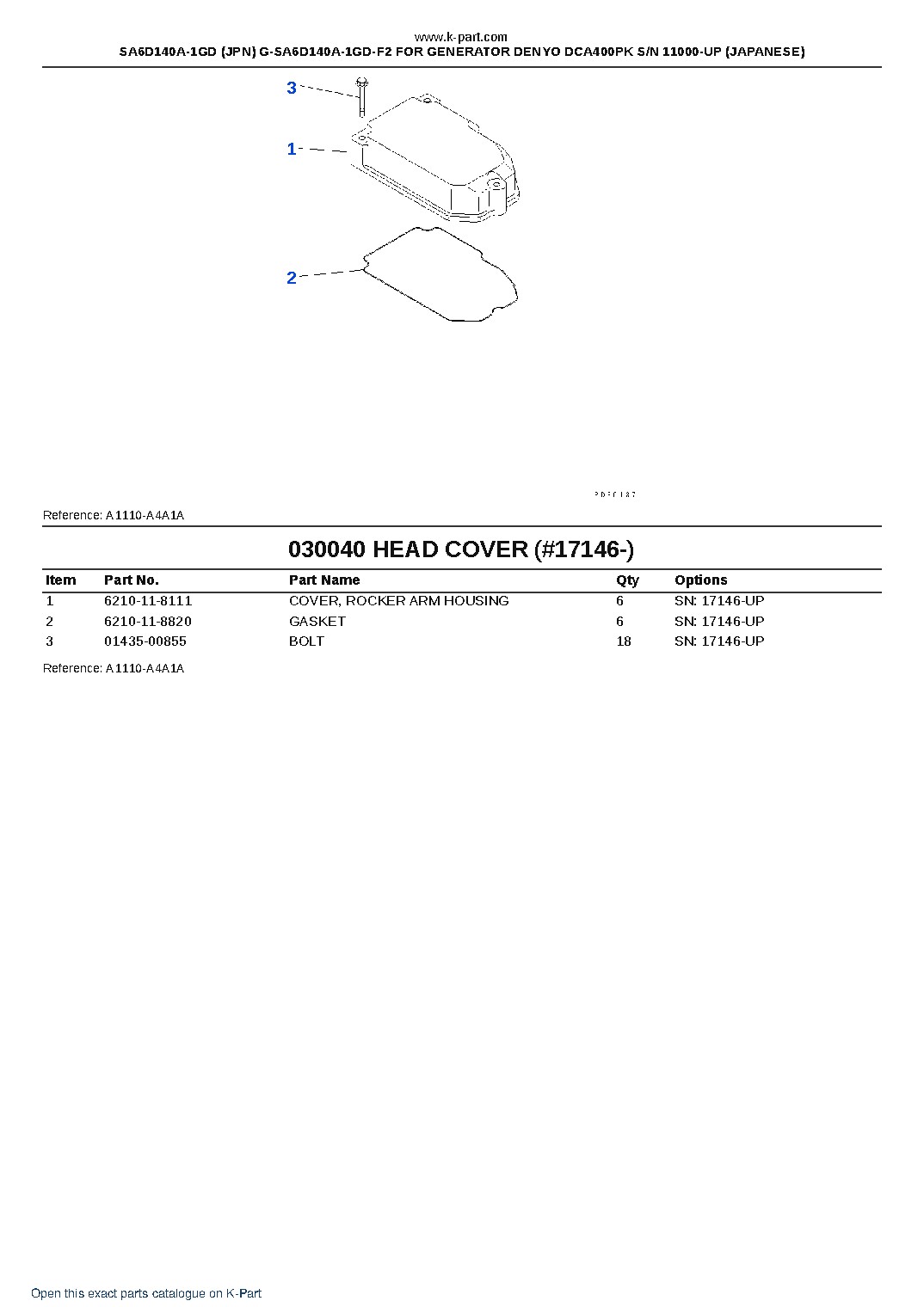 SA6D140A-1GD (JPN) G-SA6D140A-1GD-F2 FOR GENERATOR DENYO DCA400PK S/N 11000-UP (JAPANESE) – sample page 6 SA6D140A-1GD (JPN) G-SA6D140A-1GD-F2 FOR GENERATOR DENYO DCA400PK S/N 11000-UP (JAPANESE) – sample page 6