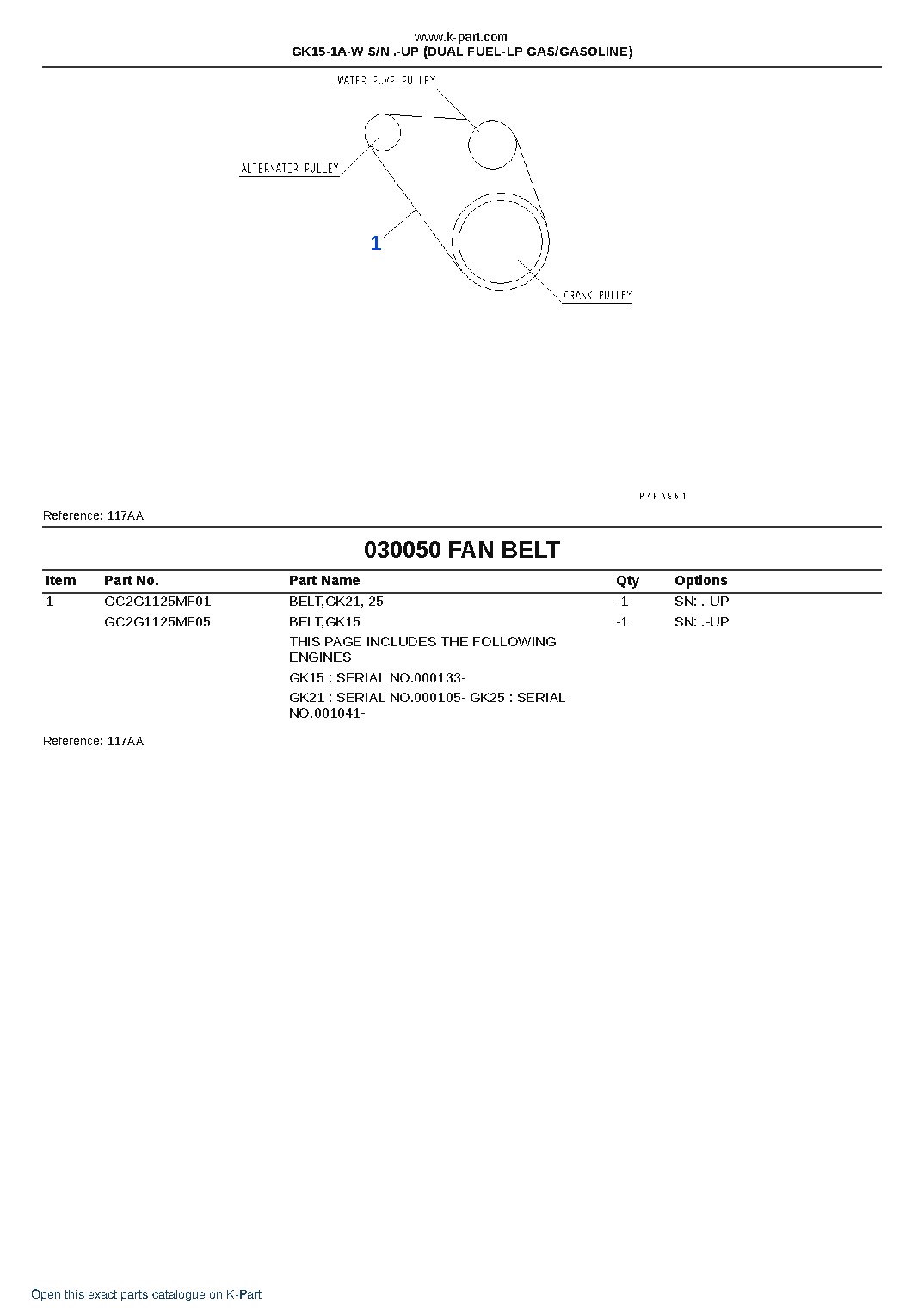 GK15-1A-W S/N .-UP (DUAL FUEL-LP GAS/GASOLINE) – sample page 5 GK15-1A-W S/N .-UP (DUAL FUEL-LP GAS/GASOLINE) – sample page 5
