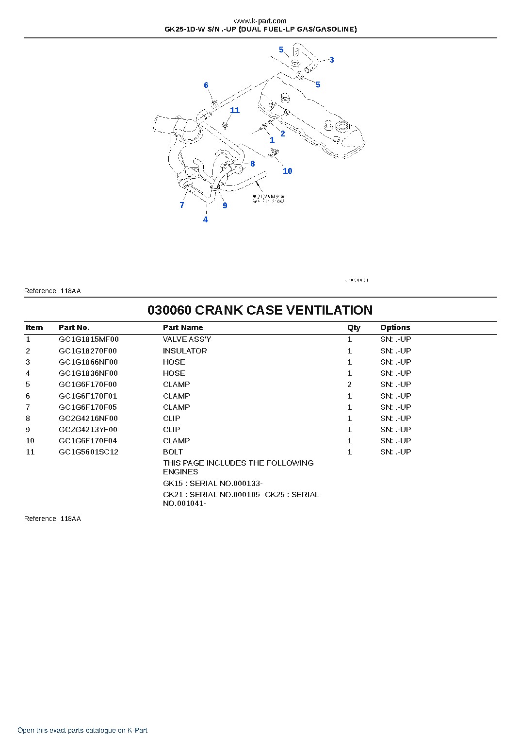 GK25-1D-W S/N .-UP (DUAL FUEL-LP GAS/GASOLINE) – sample page 6 GK25-1D-W S/N .-UP (DUAL FUEL-LP GAS/GASOLINE) – sample page 6