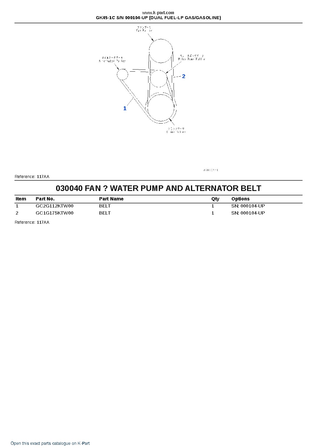 GK45-1C S/N 000104-UP (DUAL FUEL-LP GAS/GASOLINE) – sample page 4 GK45-1C S/N 000104-UP (DUAL FUEL-LP GAS/GASOLINE) – sample page 4