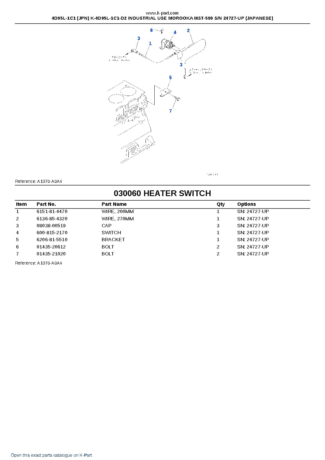 4D95L-1C1 (JPN) K-4D95L-1C1-D2 INDUSTRIAL USE MOROOKA MST-500 S/N 24727-UP (JAPANESE) – sample page 7 4D95L-1C1 (JPN) K-4D95L-1C1-D2 INDUSTRIAL USE MOROOKA MST-500 S/N 24727-UP (JAPANESE) – sample page 7