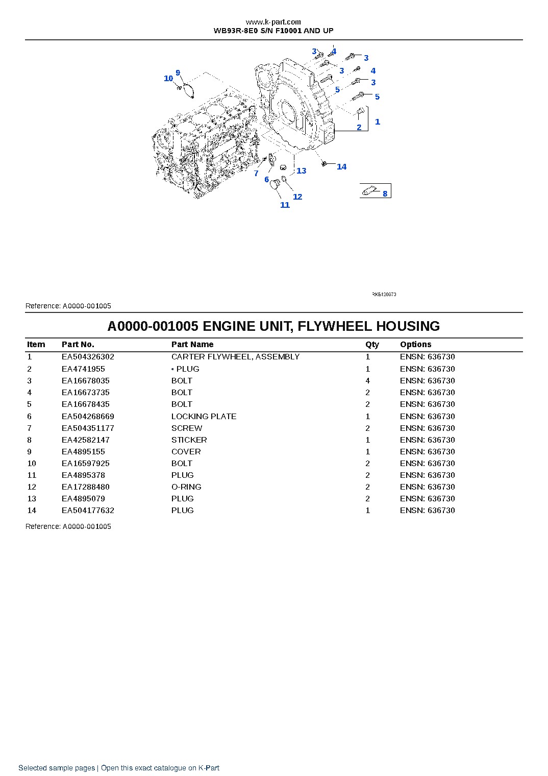 WB93R-8E0 S/N F10001 AND UP – sample page 5 WB93R-8E0 S/N F10001 AND UP – sample page 5