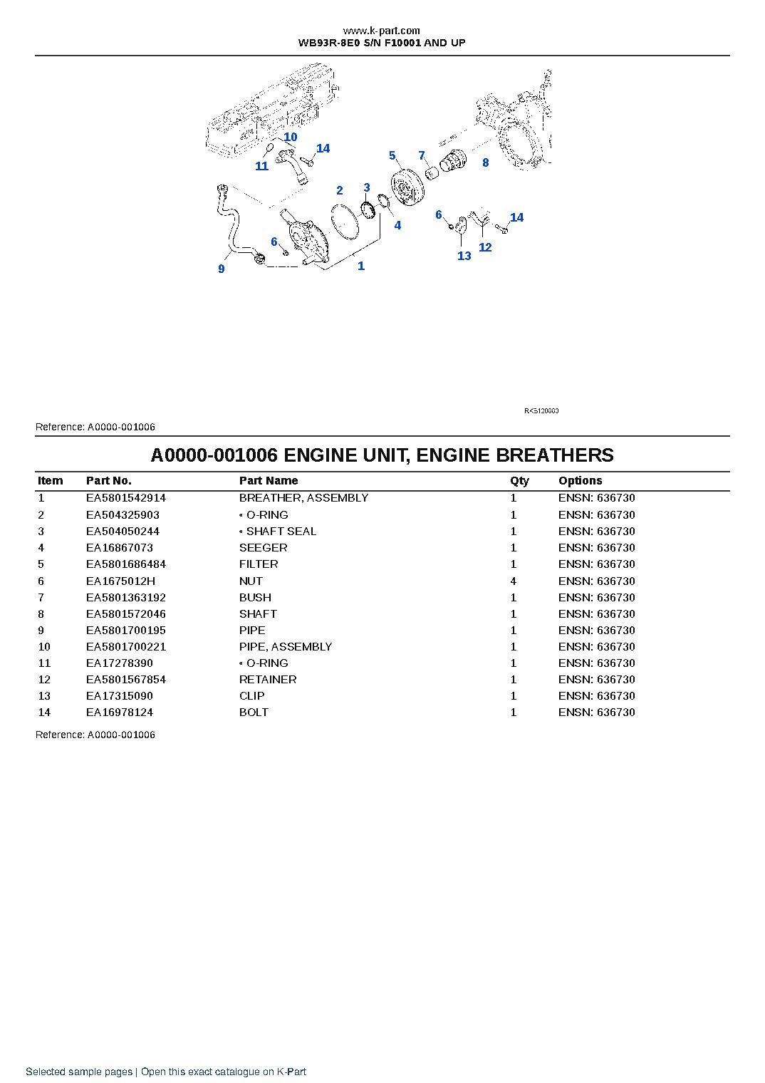 WB93R-8E0 S/N F10001 AND UP – sample page 6 WB93R-8E0 S/N F10001 AND UP – sample page 6